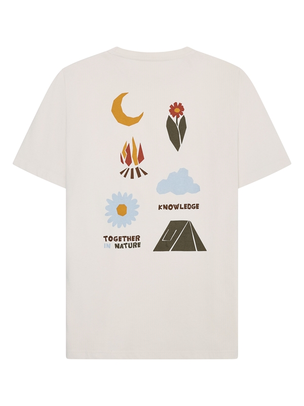 KnowledgeCotton Apparel Mens Back Print T-shirt - Egret